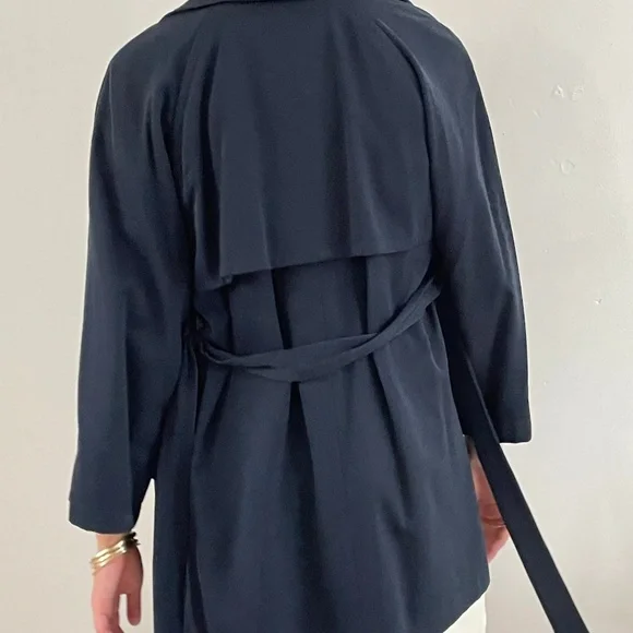 100% wool USA Union label! vintage Woolmark Saks belted trench coat Perry Ellis - Picture 9 of 16